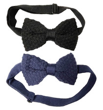 2 knitted bow ties Pure Wool