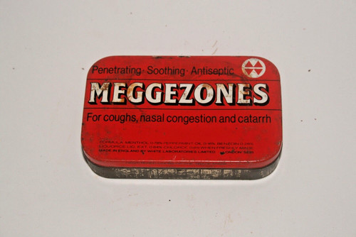 Vintage empty tin meggezones - vintage,