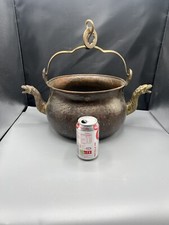 Vintage Copper Ganden Planter Brass Fittings Old Kettle X2 Spouts Mid Century