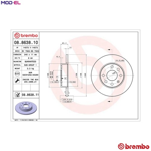 Brake disc 8638 - 2x,
