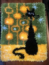 Atomic Cat Latch Hook Wool Wall Hanging 50cm x 39cm