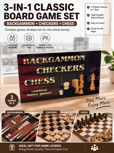 Backgammon checkers chest game - checkers,