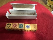 Vintage British Made Poker Dice, A, K, Q, J, 10 & 9. Good Condition, Box A/F.