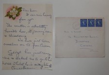 Beatles 1964 letter from George Harrisons Mum signed with Envelope
