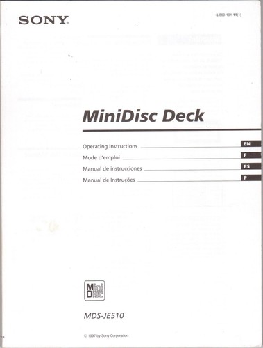 Sony je510 minidisc deck - je510,