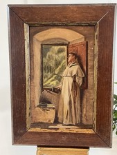 Antique Monk Portrait Oil