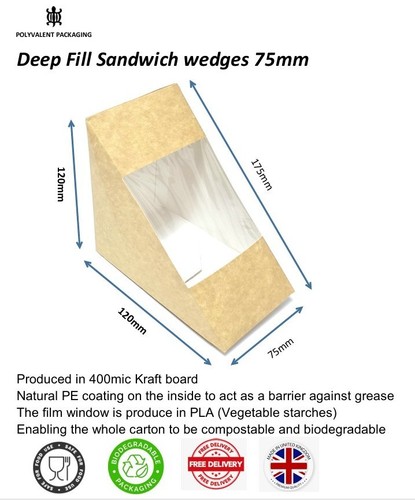 Kraft cardboard sandwich wedge - kraft,