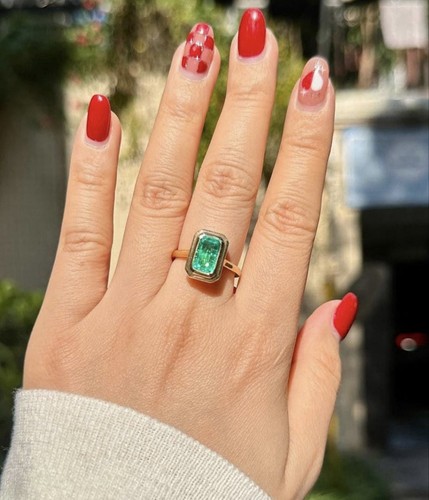 Emerald 14k solid - gold, ring