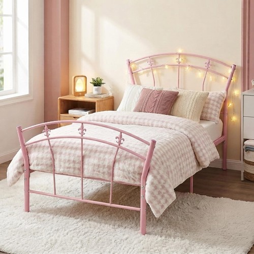 Sturdy 3ft pink metal bed - sturdy,