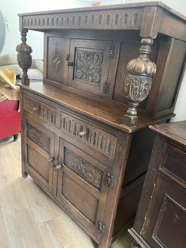 Antique hand carved court - carved,