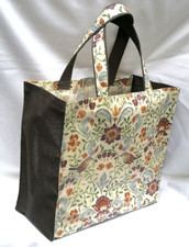 LARGE Handmade 100% Cotton Oilcloth/waterproof canvas tote Bag- Vintage Birds