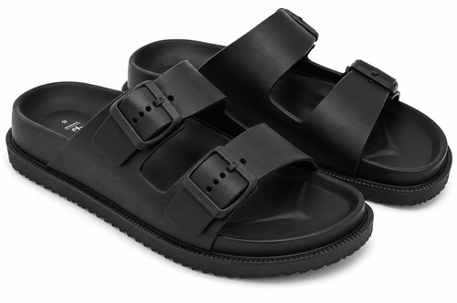 Womens black double buckle - black,