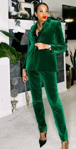 Zara green velvet blazer - green,