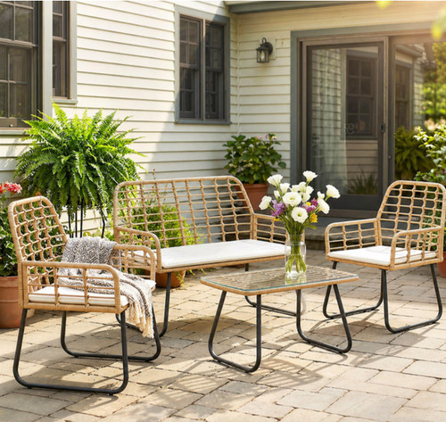 Rattan garden furniture set - garden,