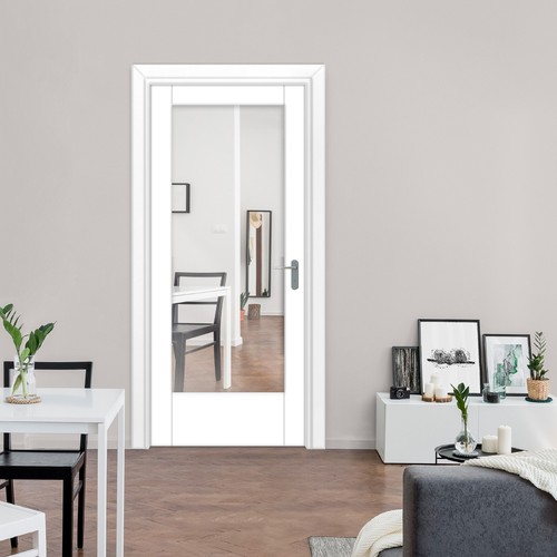 Interior door with mirror - with,