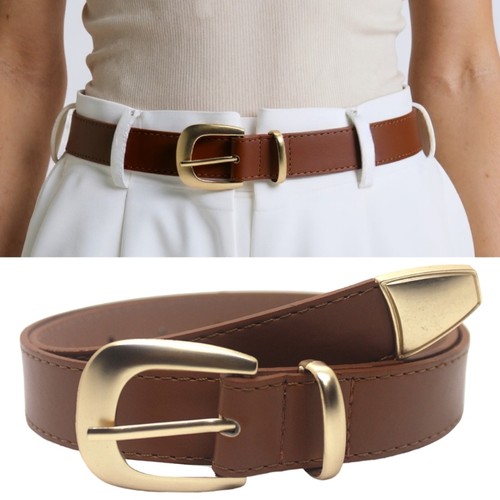 Golden clasp leather waist - pu,