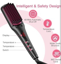 MiroPure Hair Straightener Ionic Brush Hot Nano Comb MCH Wide Heated 3D Teeth