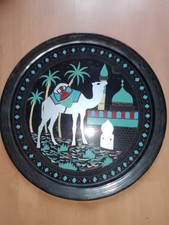 LARGE! Copper Plate  21"/54cm Painted Camel  Egypt/Moroccan platter tray 2.2kg 