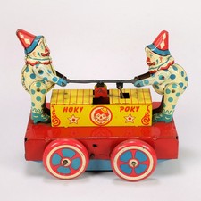 1930s Wyandotte Hoky Poky Tin  Vintage Wind-Up Clown Train Car Toy