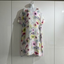 Francesca Bettini Womens Linen Dress Midi Size XL Floral Lagenlook Beachy Boho