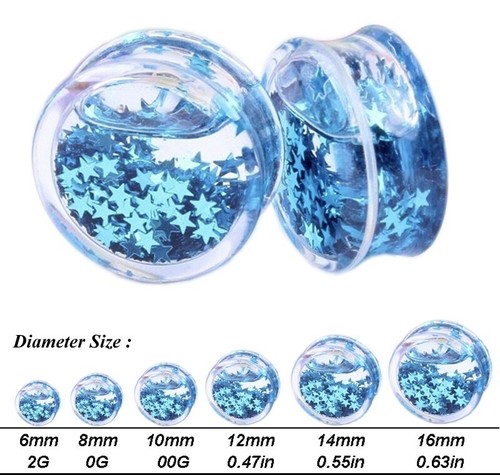 Blue star liquid acrylic ear - blue,