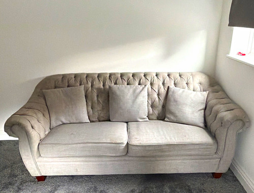 Grey seater sofa - 3-seater, rolled