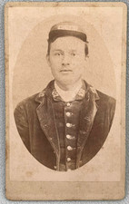 CDV GREAT RAILWAY TRAIN UNIFORM ANTIQUE VICTORIAN PHOTO CORDUROY OCCUPATIONAL