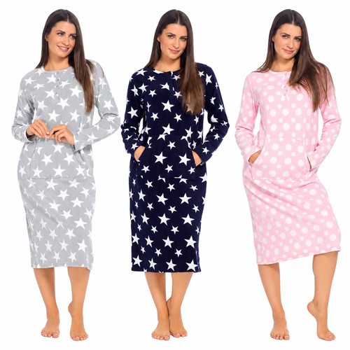 Ladies fleece nightdress long - ladies,