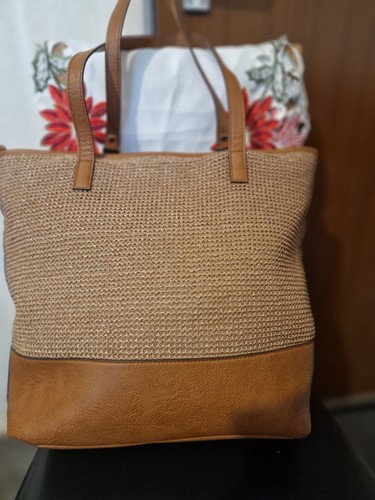 Women tan woven straw - tan, tote