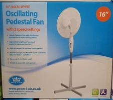 Perm-I-Air EH1795 16" Oscillating Pedestal Fan - White