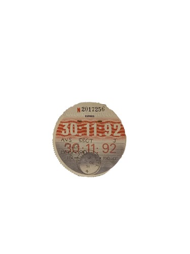 Tax disc 1992 collectible old - 1992,