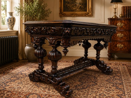 Rare victorian carved oak - carved,