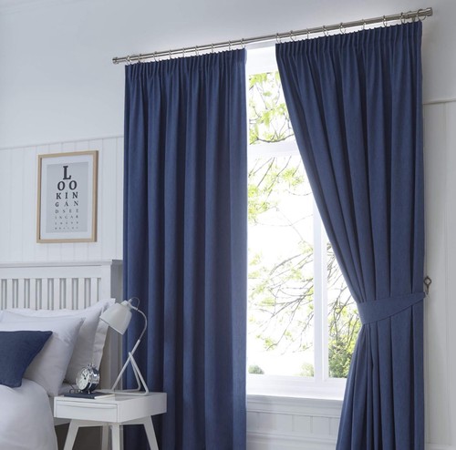 Wide navy dijon cotton - cotton, pencil