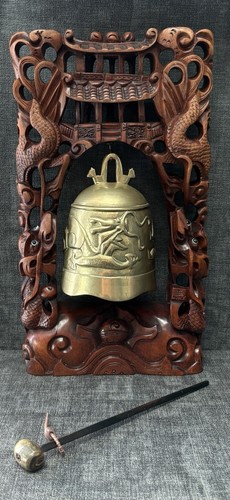 Vintage bell and carved - bell,