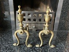 Antique Brass Fire Dogs Pair