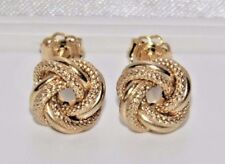 Solid 9ct Yellow Gold Detailed Love Knot Ladies Stud Earrings