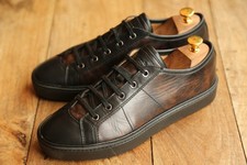 Santoni Black Brown Leather Sneakers Trainers Shoes Men's UK 7 US 8 EU 41