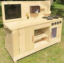 Large Triple Mud Kitchen Outdoor Garden Wooden Imagine Playcentre Working Tap