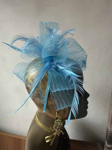 Light blue fascinator wedding - light,