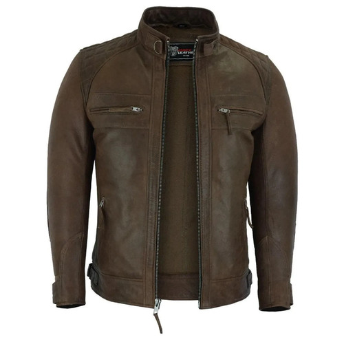 Mens cafe racer waxed lambskin - racer,