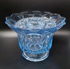 Blue Glass Flower Bowl & Frog