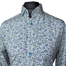 JEFF BANKS STVDIO Shirt Mens 16 Fits as XL (44") White with Floral Design
