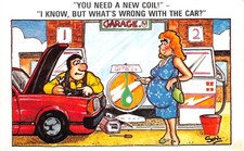 SAPPHIRE COMIC POSTCARD GARAGE