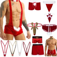 Novelty Mens Christmas Reindeer Thong G String Briefs Funny Cosplay Underwear