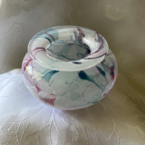 Studio glass squat vase - glass,