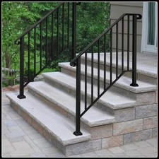 Outdoor Wrought Iron Handrail Stairs Picket Railing Handrail Fits 1 to 4 Steps
