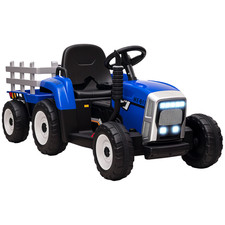 HOMCOM Ride On Tractor with Detachable Trailer, Remote Control, Music, Blue