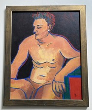 Vintage Painting Male Nude Signed Framed Gallery Wall