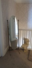 French Brass Freestanding Cheval Mirror