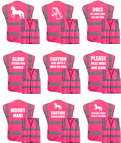 Horse riding vis pink vest - horse, hi